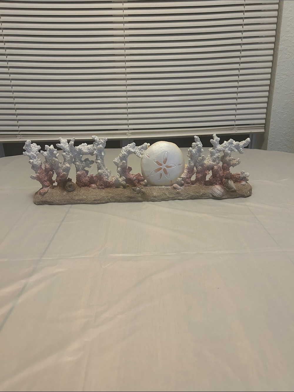 Seaside Coral & Sand Dollar Accent Sculpture – White and Pink